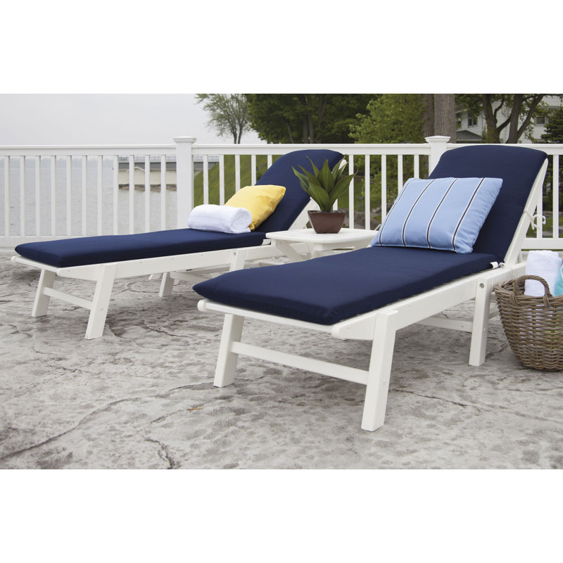 Ensemble de chaises longues 3 pièces avec coussins Nautical