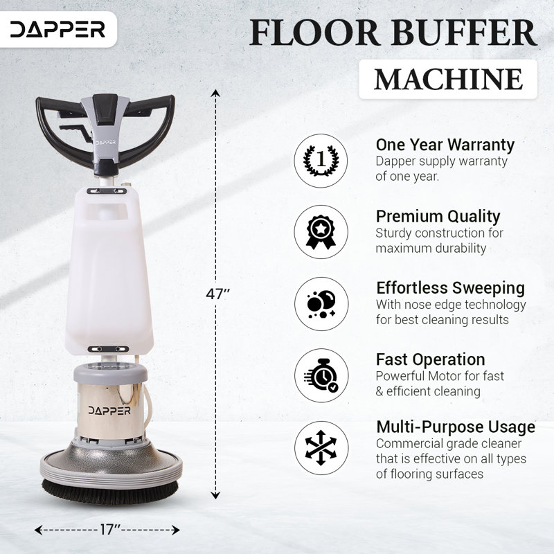 17" Heavy-duty Multi-Functional Floor Buffer Polisher Machine - Clean, Buff, Scrubb and Polish with Ease! Ideal for Carpets Too! Includes Optional Solution Tank, 2 Brushes and 3 Scouring Pads