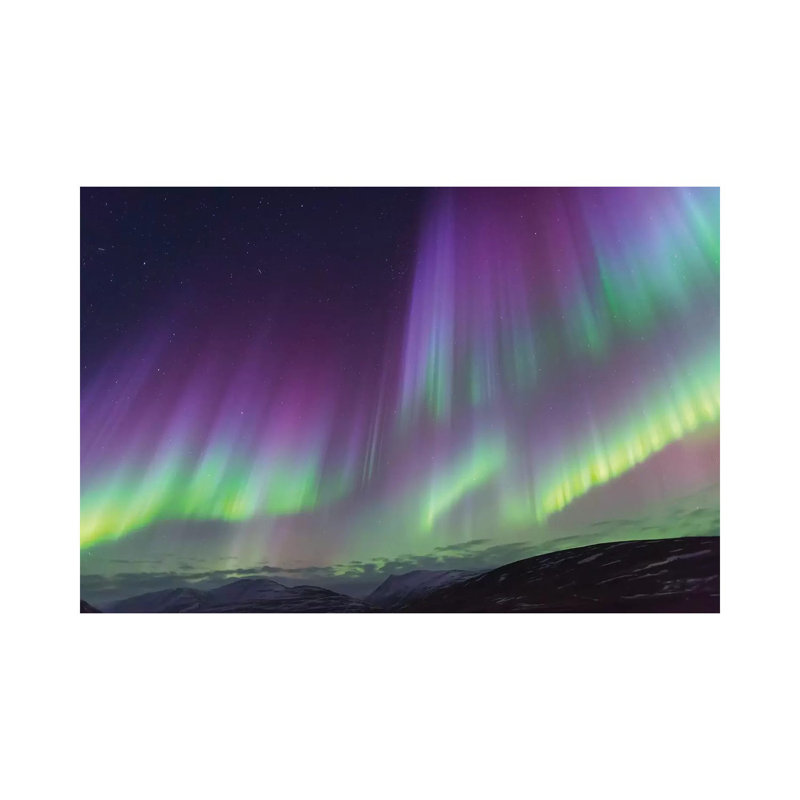 Iceland, Akureyri. The Northern Lights Glow In Unbelievable Colours II by Ellen Goff - Print on Canvas, Wrapped Canvas