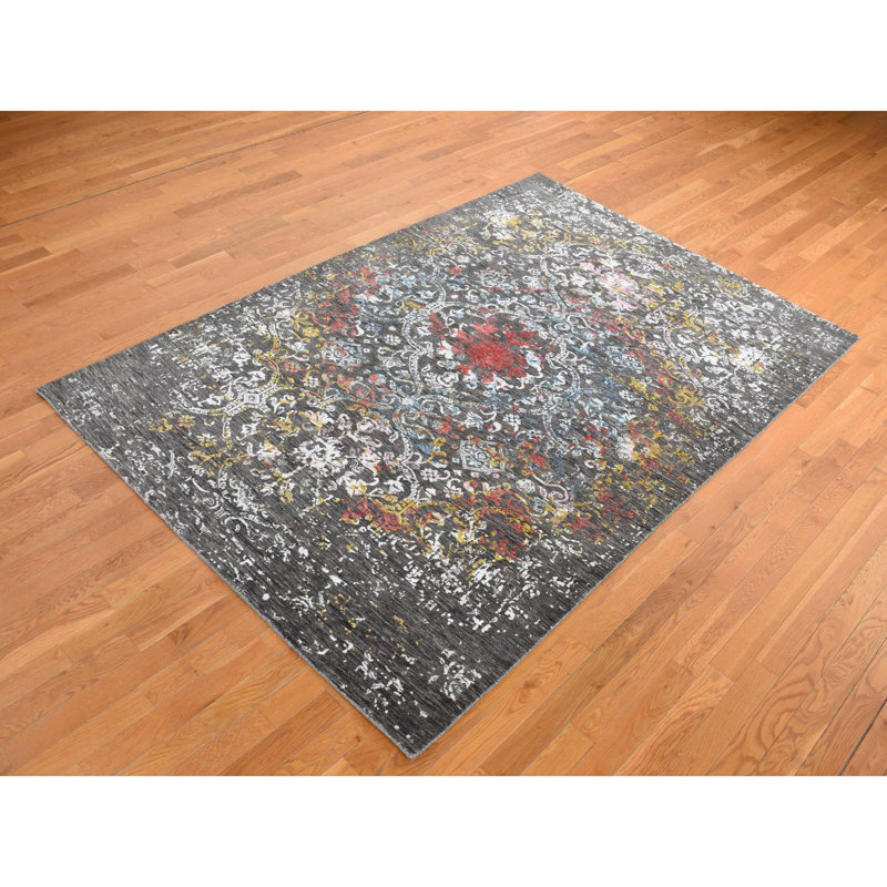 Zyerre One-of-a-Kind Rectangle 6'1" X 9'2" New Age Silk Area Rug Ivory