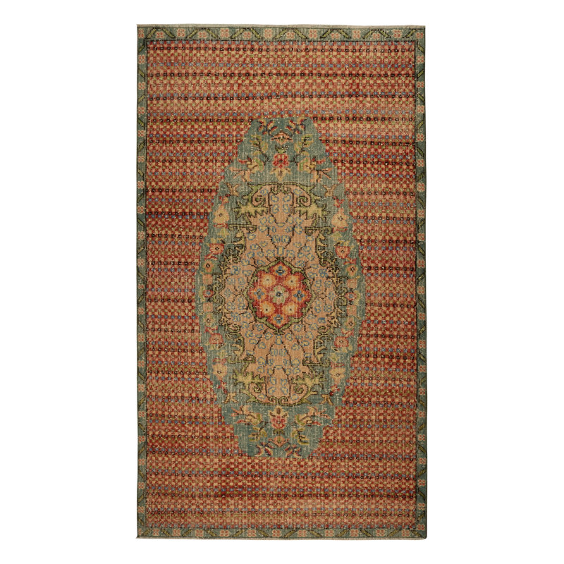 Wool Floral Area Rug in Pink/Green