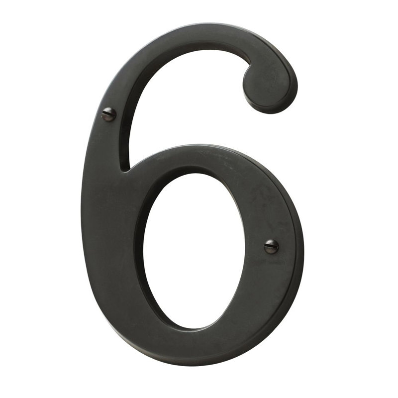 4.75" H Brass House Number, Bronze Black, 6