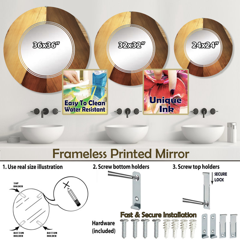 Zens - Modern Wall Mirror Round, 24 po x 24 po