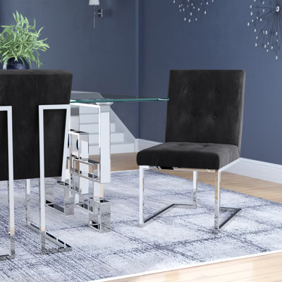 Chakevia 19'' H Tufted Velvet Upholstered Metal Side Chair