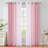 Pink Ombre Chiffon Sheer Curtains 84 Inch Long For Living Room Bedroom Decor, Crinkle Gradient Semi Voile Grommet Top Window Curtain Drapes For Girls Room, Garden, Yard, Set Of 2 Panels