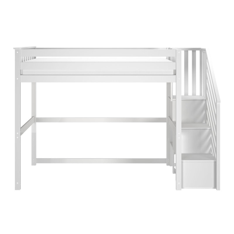 Lit mezzanine simple classique avec escalier, Blanc