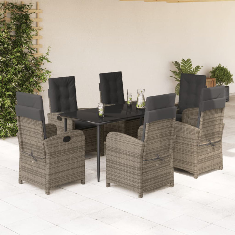 Table de salle à manger rectangulaire Vidaxl, Grey, Black, 6