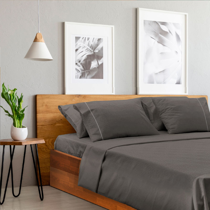 Luxclub 3 PC Gray Twin XL Silky Soft Cooling Extra Deep Pocket Performance Sheet Set, Twin XL Sheet Set with 1 Pillowcase