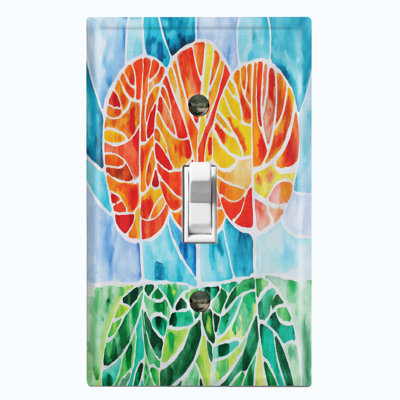 Abstract Orange Flowers Nature Themed 1 - Gang Toggle Light Switch Standard Wall Plate