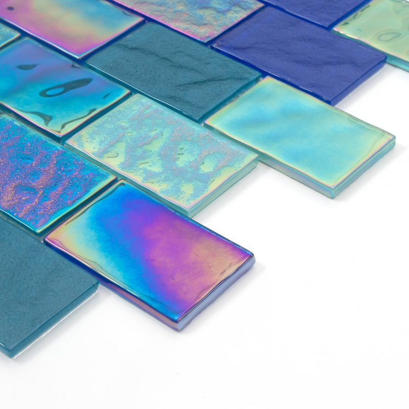 Swimming Pool 2" x 3" Glass Brick Joint Mosaic Tile, Bayside