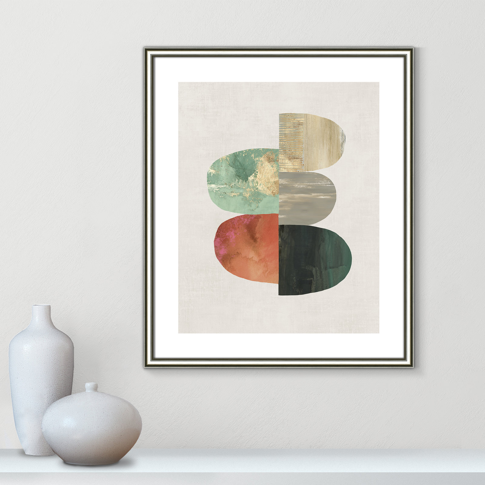 Evolving Energy I - Painting Print, Picture Framed Paper, 25.5" H x 21.5" W, Silver