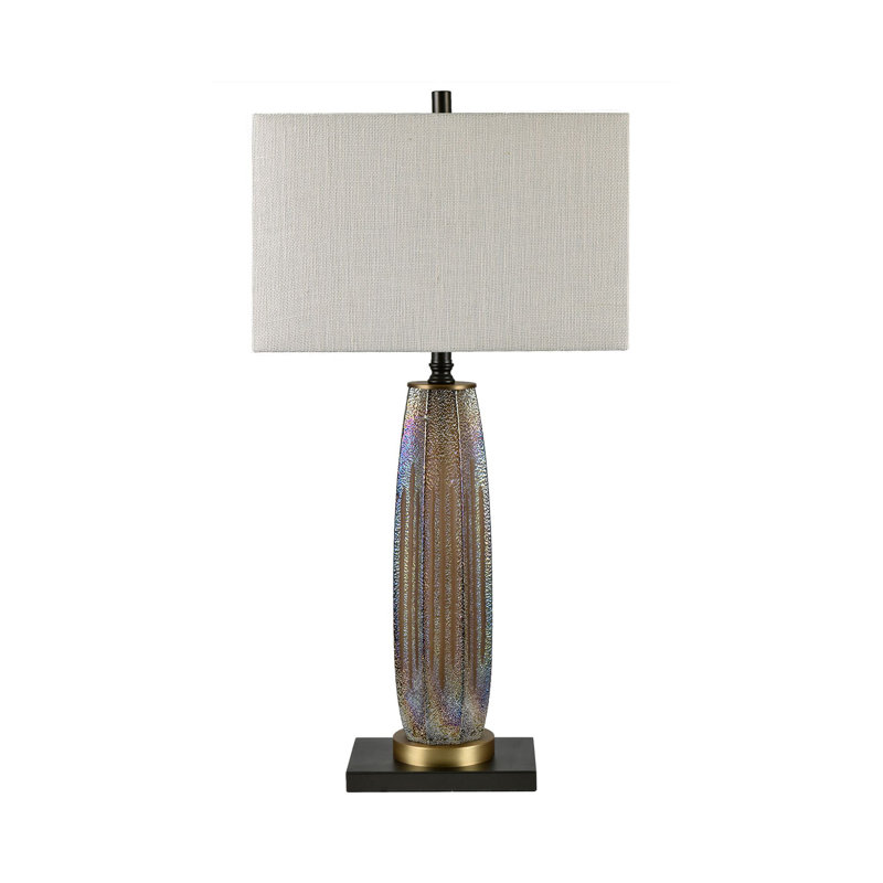 34" Metal Table Lamp With Gray Shade
