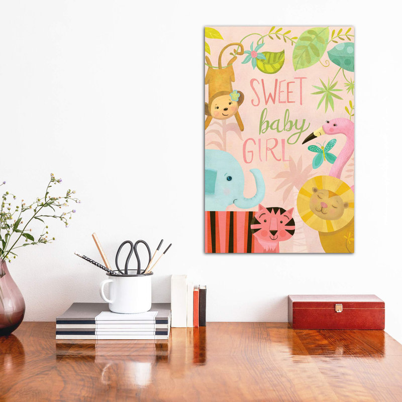 «Jungle Baby I» par Laura Watson - impression d'art graphique, H 12 po x l 8 po x P 0,75 po, Toile tendue, Pas de tapis