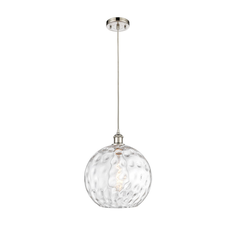 Luminaire suspendu sphère 1 lumière Roxane, Ampoule non incluse, H 15 po x l 12 po x P 12 po, Nickel poli