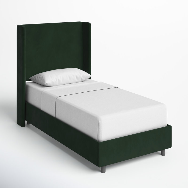 Tilly Upholstered Wingback Bed, Twin, Monaco Eclipse Velvet