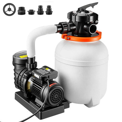 12 In, Sand Filter Pump For Above Ground Pool, 0.33 Hp 3000 Gph Swimming Pool Sand Filter Pump With Pre-assembled Core & Leak-resistant Design, 6-way Valve, High-efficiency Filtration For Pools