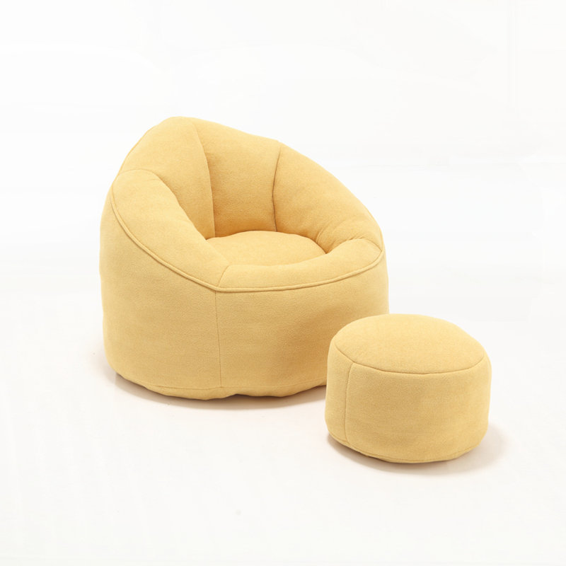 Fauteuil à billes souple avec repose-pieds, Jaune 