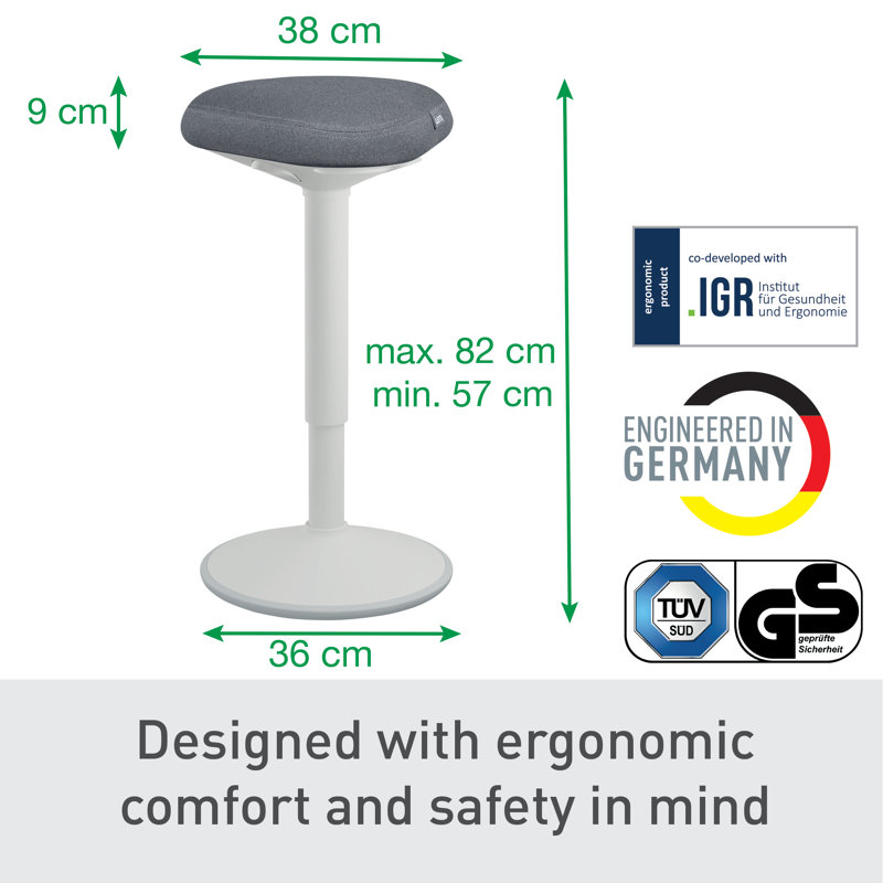 Adjustable Height Active Stool, Matte White