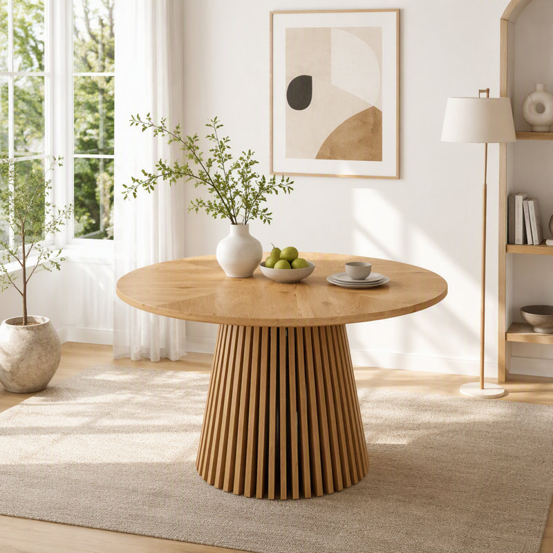 Table à manger en bois, table de salle à manger ronde moderne