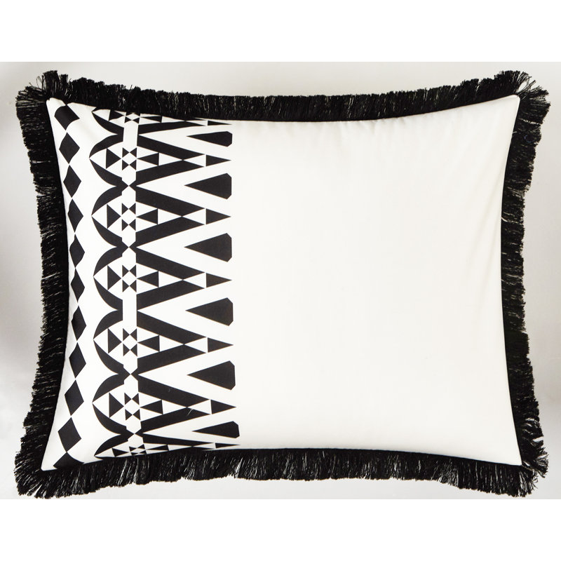 Petula White/Black Microfiber Reversible 5 Piece Comforter Set, Queen Comforter + 5 Additional Pieces