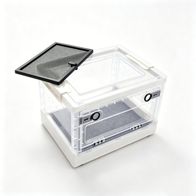 15.55" Foldable Reptile Tank with Mesh Top, Clear Plastic Reptile Terrarium for Geckos, Snakes, Lizards and Bearded Dragons