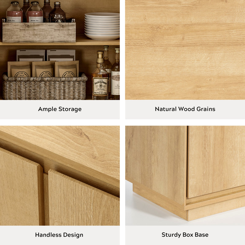 Sideboard Accent Cabinet With Adjustable Shelves, 3, Oak