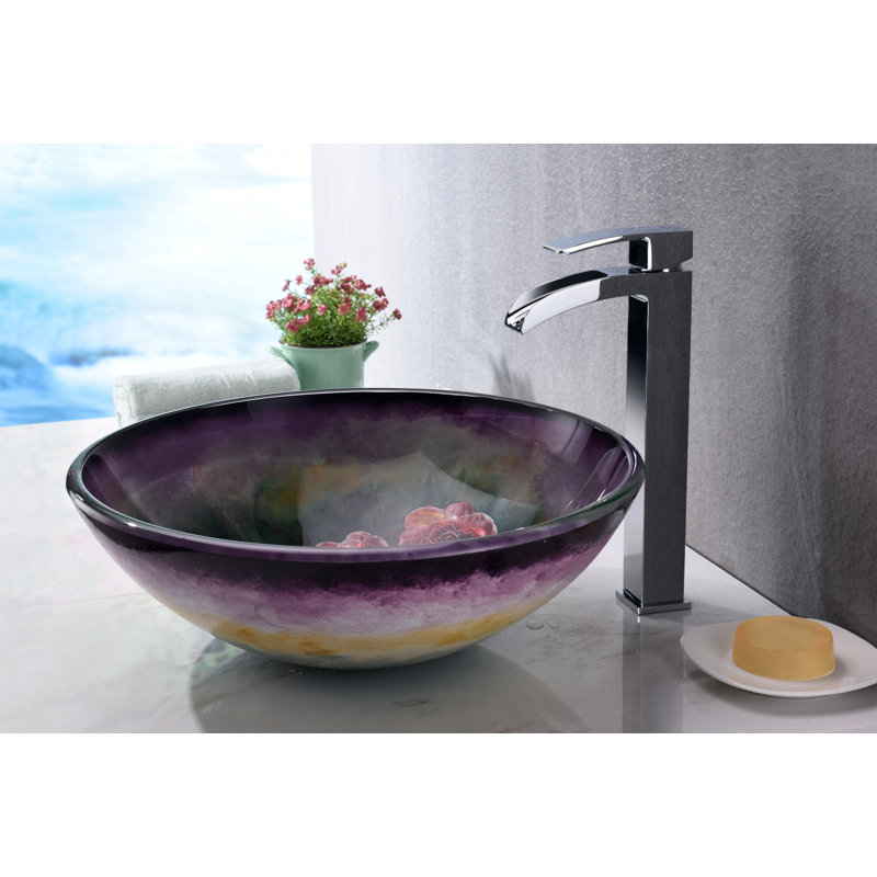 ANZZI Impasto 16.5 " Tempered Glass Circular Bathroom Sink