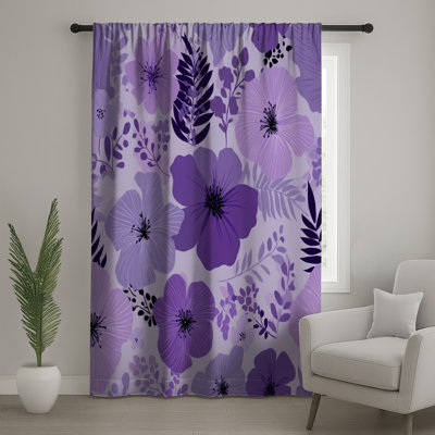 Floral Window Curtains, Nature Sheer & Blockout Curtains - 1 Panel