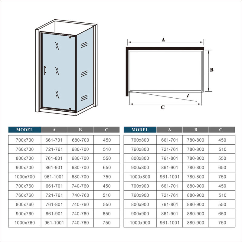 Couturier Square Shower Enclosure - 1850 x 700 mm