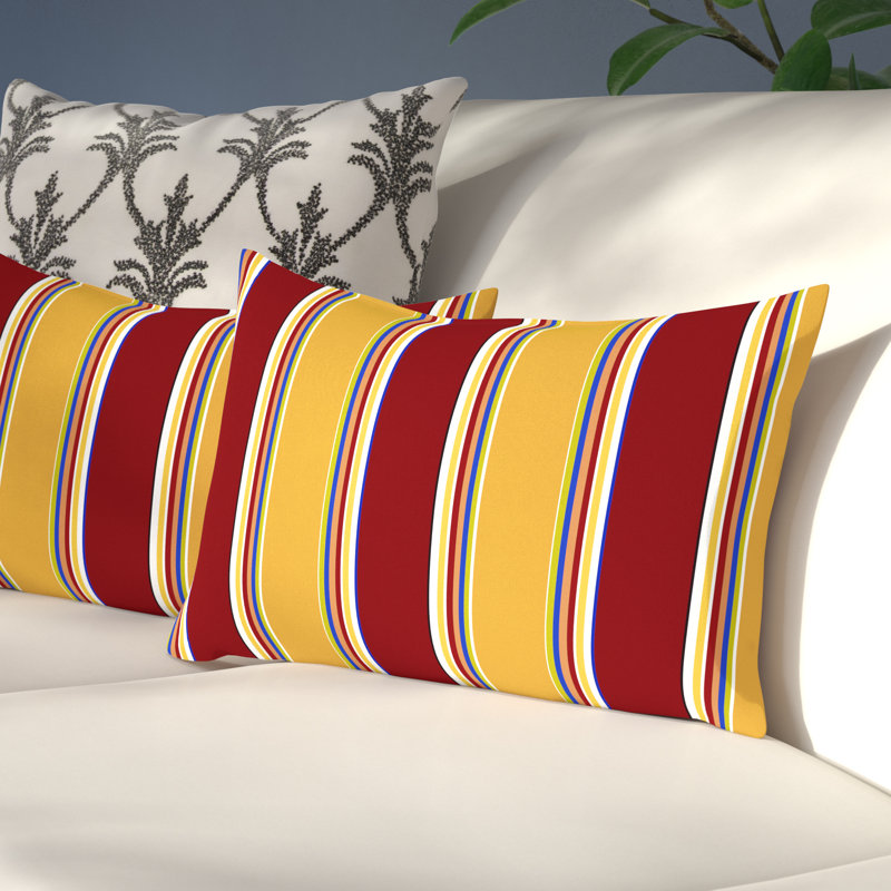 Henrich Indoor/Outdoor Striped Lumbar Pillow, Carnival Stripe