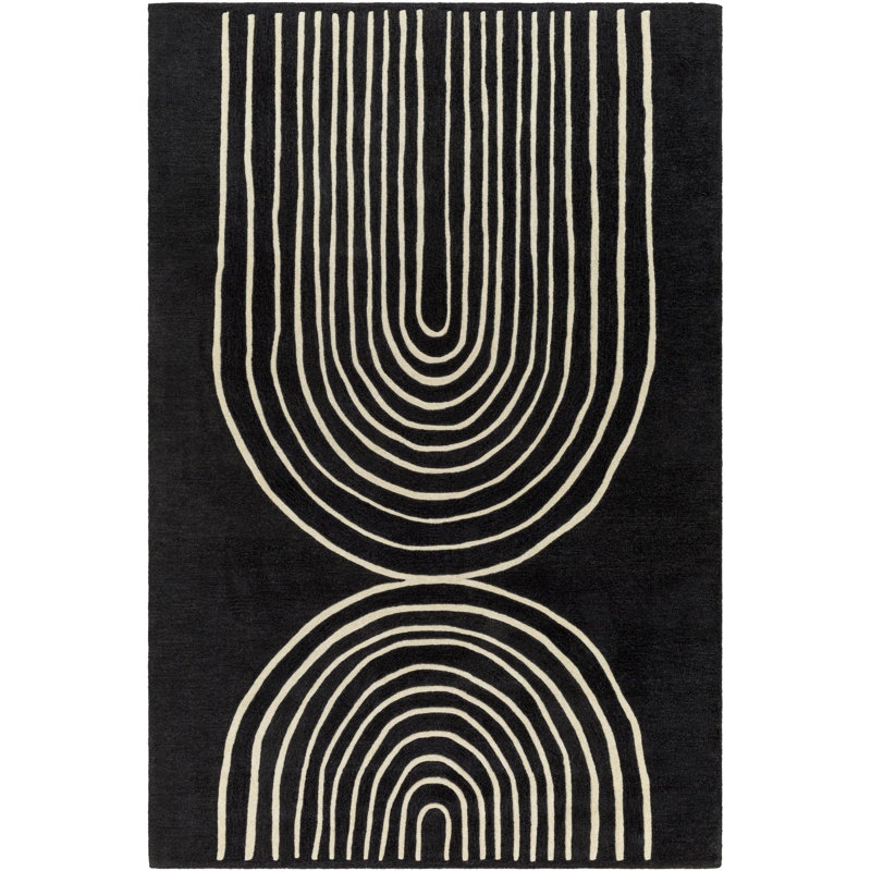 Batasi Hand Tufted Wool Geometric Indoor Rug, Rectangle 2' x 3'