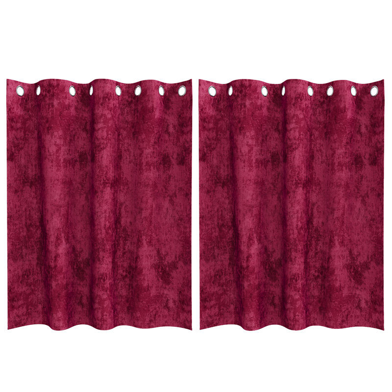 Alithia Velvet Room Darkening Curtain Pair, Wine Red, 140cm Width x 140cm Drop