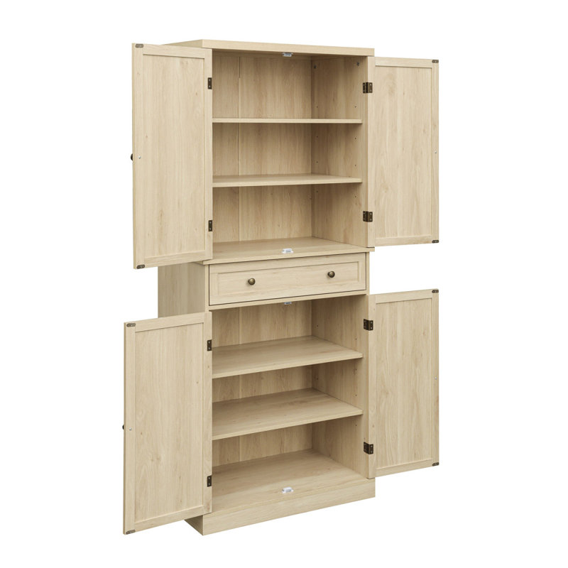 Armoire à 4 portes avec 1 tiroir, 4 tablettes intérieures réglables, armoire de rangement, Natural