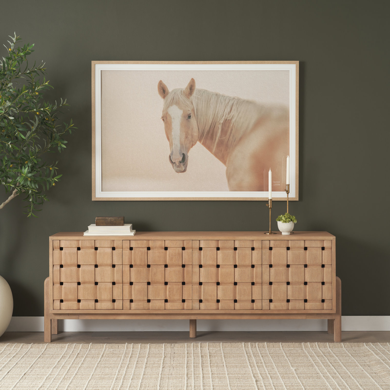 84" 4-Door Sideboard, Light Brown