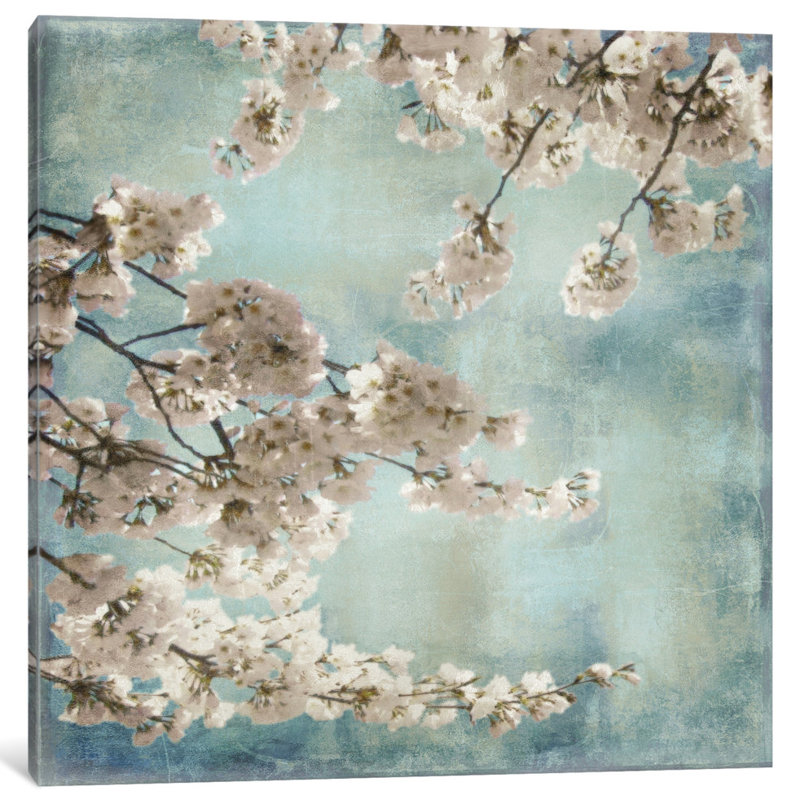 «Aqua Blossoms II», reproduction d'art sur toile, H 12 po x l 12 po x P 0,75 po, Toile tendue, Pas de tapis