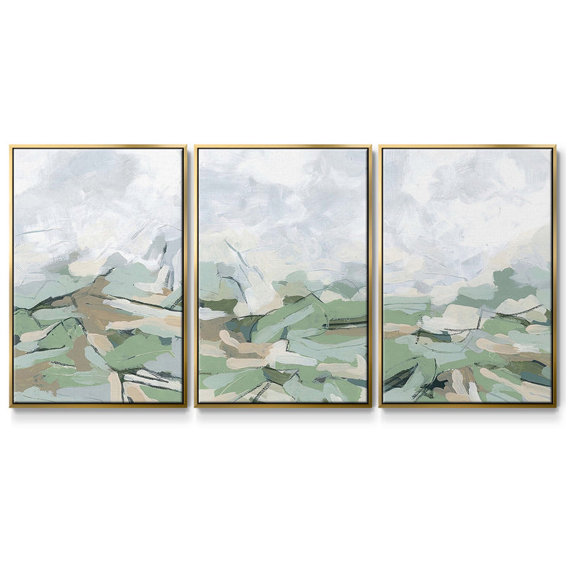 Snowcap Valley I, ensemble de 3 toiles encadrées sur toile, Doré, H 36 po x l 72 po