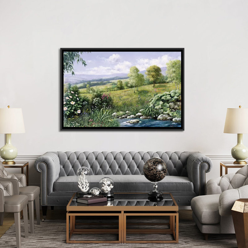 « summer time », impression sur toile, H 18 po x l 26 po x P 1,5 po, Toile avec cadre noir, Pas de tapis