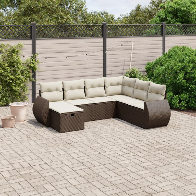 Ensemble de canapé de jardin Vidaxl PE rotin, acier grand modulaire