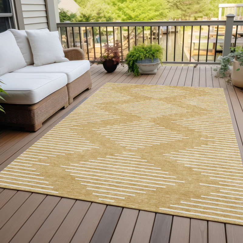 Velina Gold Washable Indoor-Outdoor Rug - , 8' x 10'