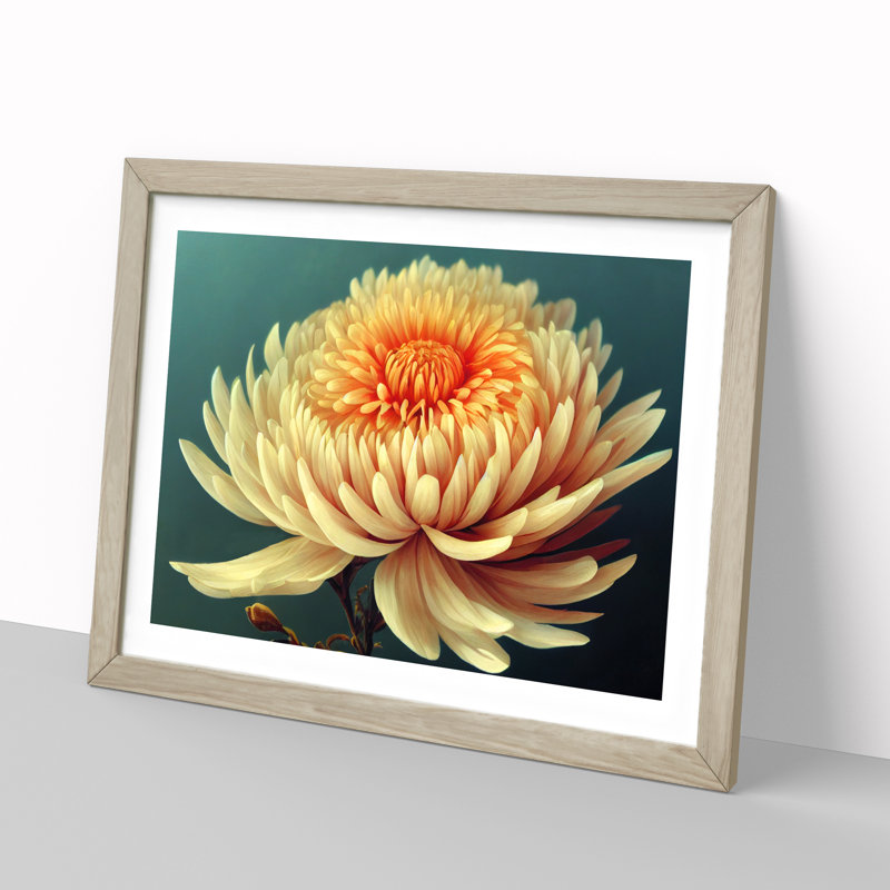 Angelical Chrysanthemum Flower - Framed Print, Oak