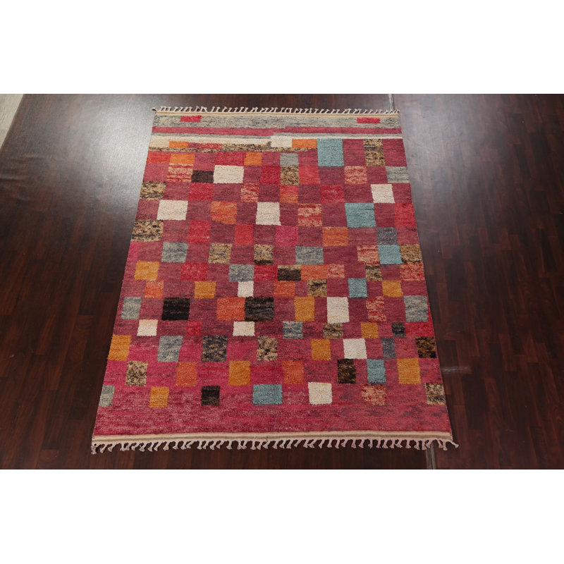 Tapis marocain à carreaux noué à la main 8 x 11