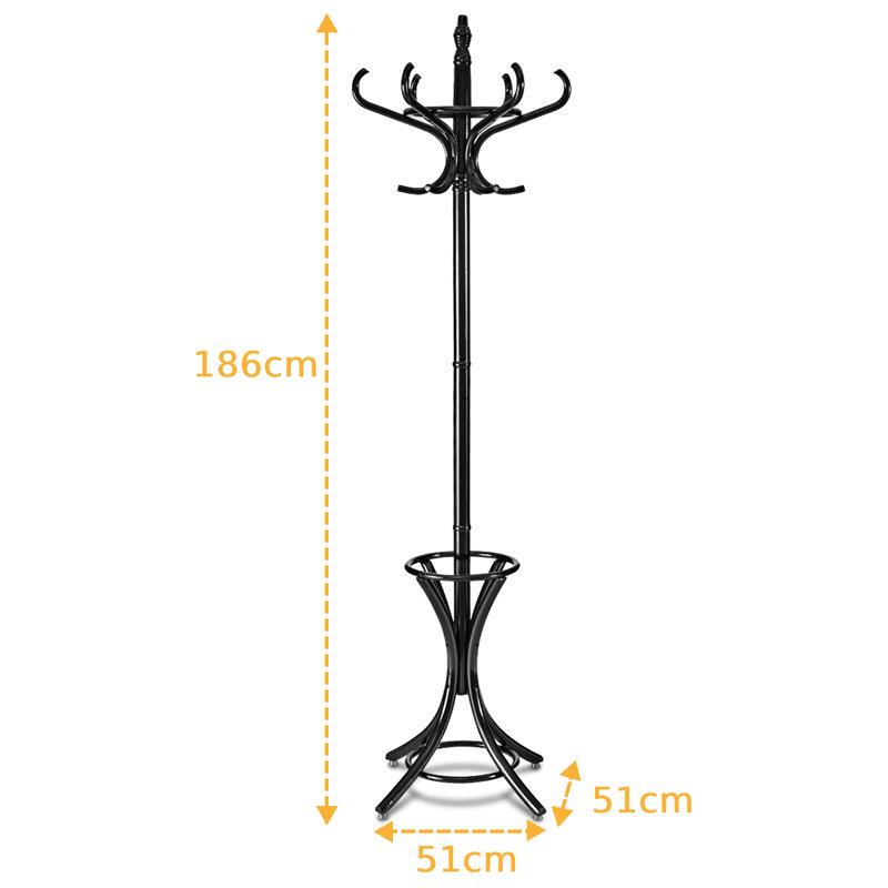 Solid Wood Freestanding Coat Rack, Black