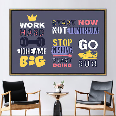 Inspirational Work Hard Quote Art Canvas - Motivational Success Wall Decor for Home or Office