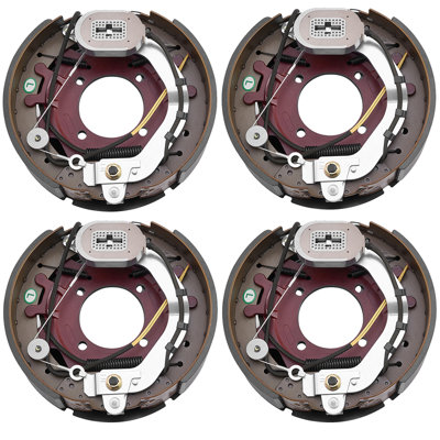 Ensemble de freins de remorque électrique, 12,25 x 3,375 pouces, 2 paires de freins électriques auto-réglables pour essieu de remorque de 10 000 lb, plaques de support pour le remplacement des pièces du système de freinage, convient aux remorques et aux véhicules récréatifs