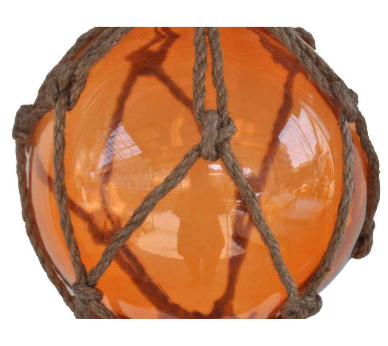 Décoration murale boule flotteur de pêche en verre japonais, Orange / Brun, H 7 po x l 3 po x P 3 po