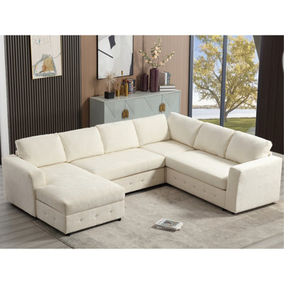 Canapé modulaire de 10,75 po, canapé modulaire surdimensionné, rangement pour chaise longue, canapé moderne en forme de U, canapés rembourrés, chenille, bouton en cristal, salon, appartement