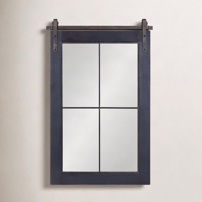 Enora Wood Rectangle Mirror, 37" x 22", Black