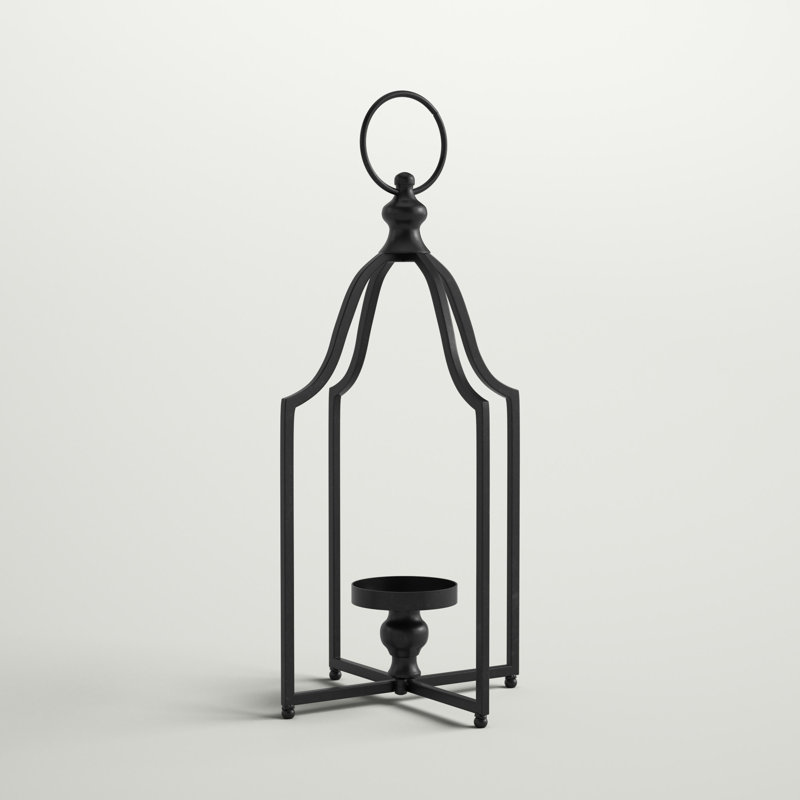 Porte-lanterne en fer, H 22 po x l 10,5 po x P 10,5 po, Noir, 1