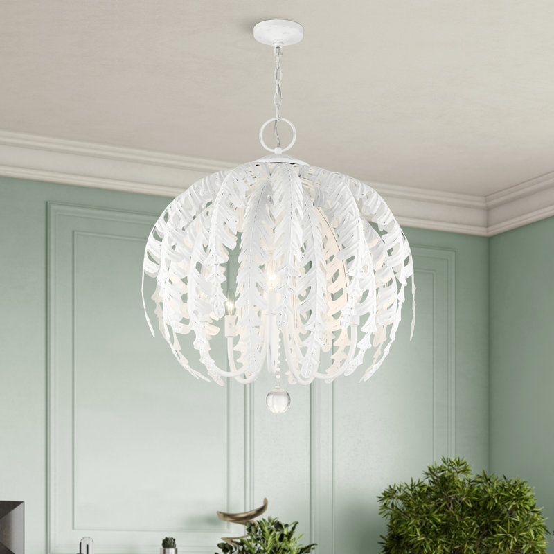 Lustre globe à 5 lumières Jarv, Blanc antique
