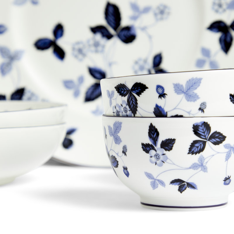 Wild Strawberry Inky Blue Dinnerware 8 Pieces